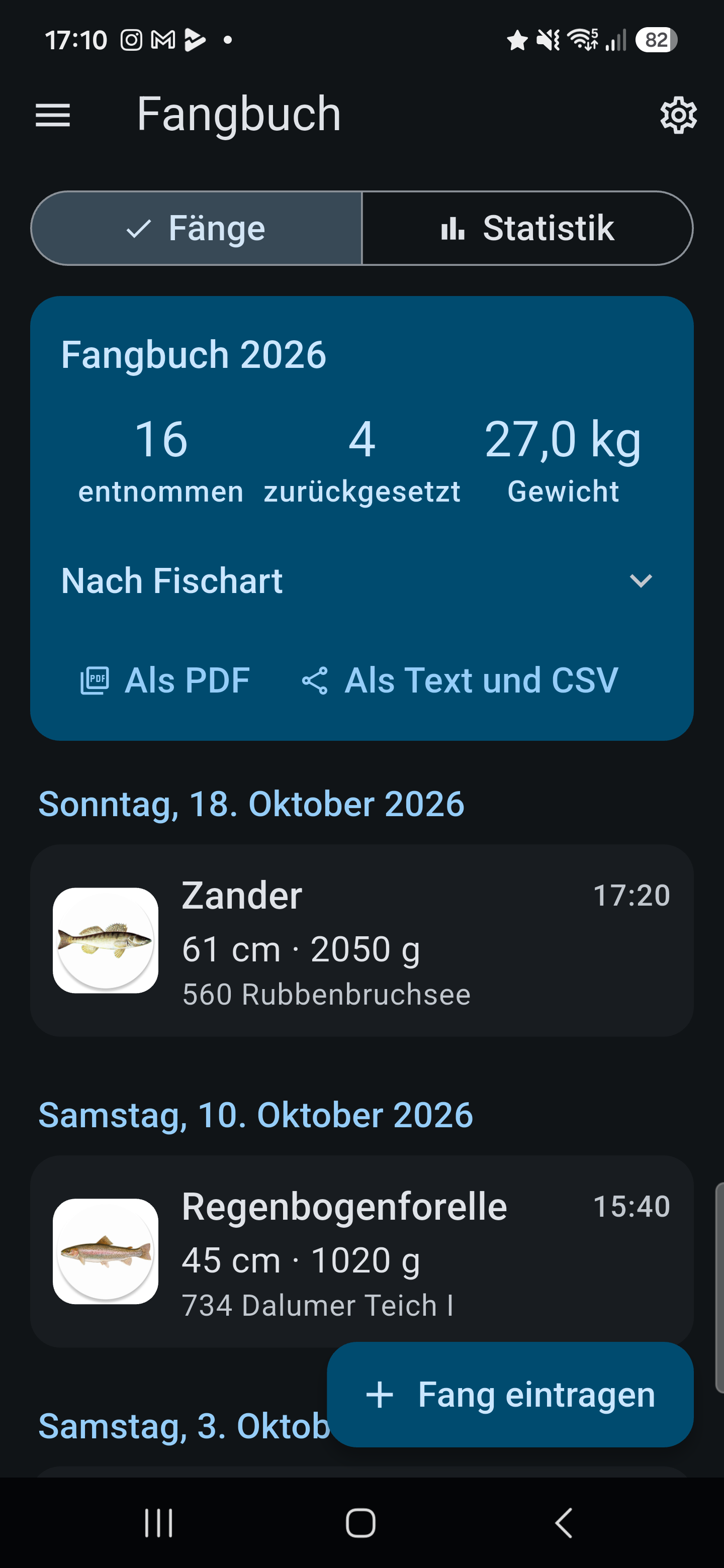 Digitales Fangbuch NWA
